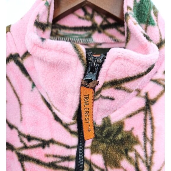 Trail Crest Pink Camouflage Vest Fleece Womens Size Small 4 6 8 Zipper Pockets - Picture 3 of 8